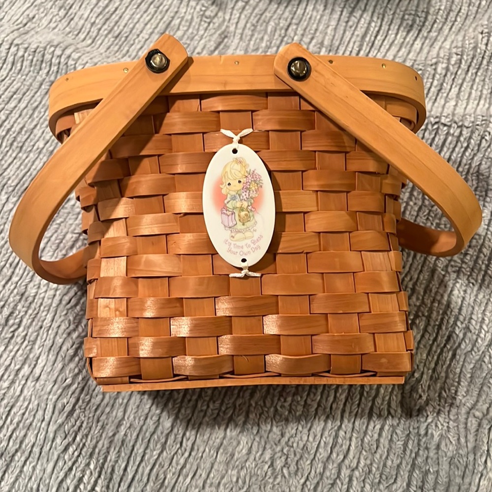 Vintage Woven Wood Precious Moments Basket